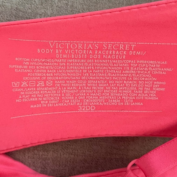 Body by Victoria's Secret racerback demi-bra, pink size 32DD - Picture 3 of 3